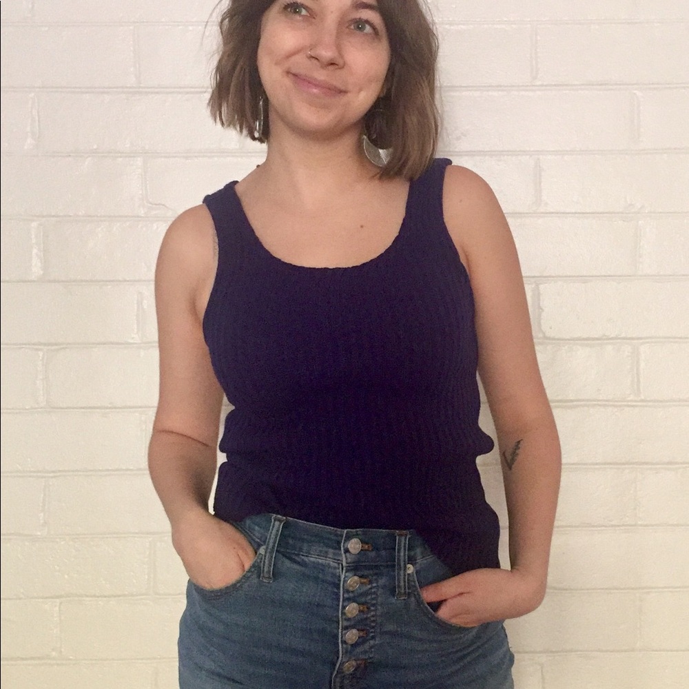 VINTAGE navy blue sweater tank